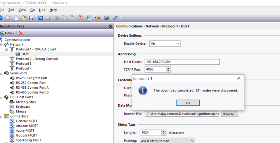 Communicating between Red Lion device OPC UA Client and Ignition